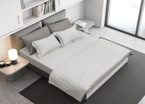 BC21034 thiết kế họa tiết đơn giản, màu ghi nhẹ nhàng đến bộ sản phẩm nhã nhặn, phù hợp với mọi lứa tuổi. Sản phẩm phối màu tổng thể hài hòa cho một không gian phòng ngủ thật hiện đại.